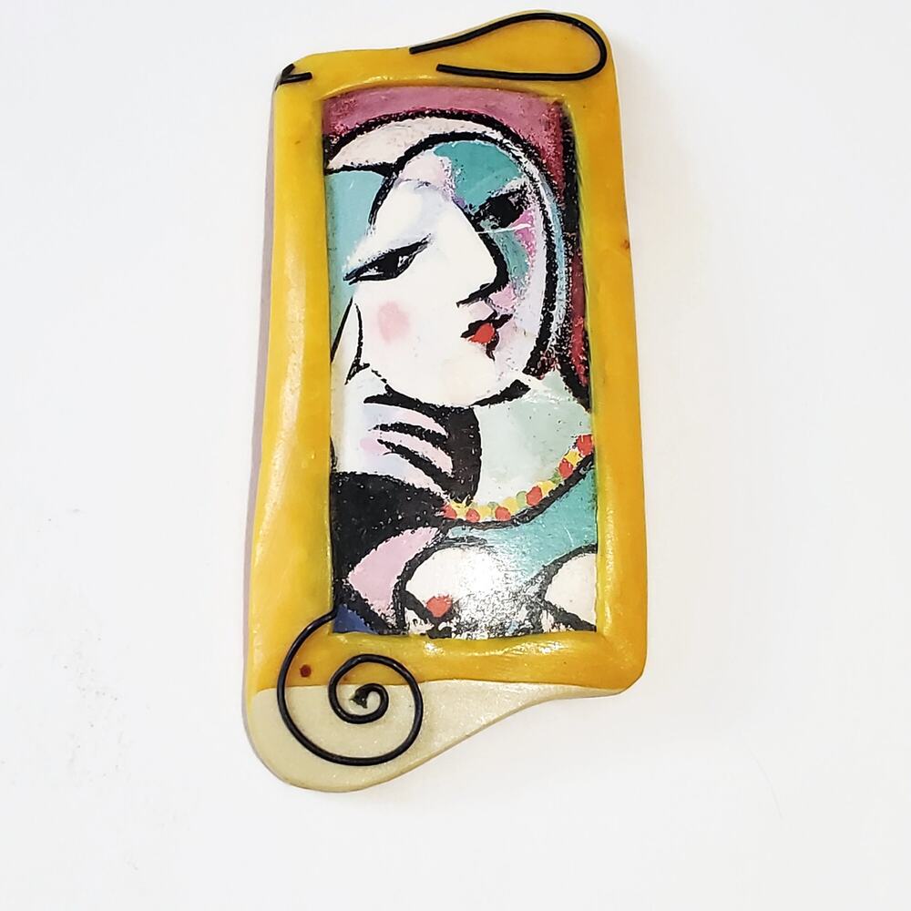 Vintage Alice Gamse Picasso Baltimore Mixed Media Brooch Pin Signed